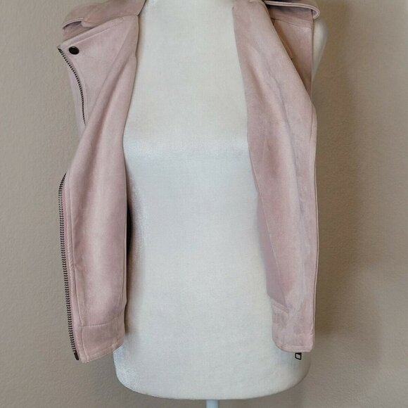 FAUX SUEDE MOTO VEST IN BLUSH PINK - Picture 4 of 10